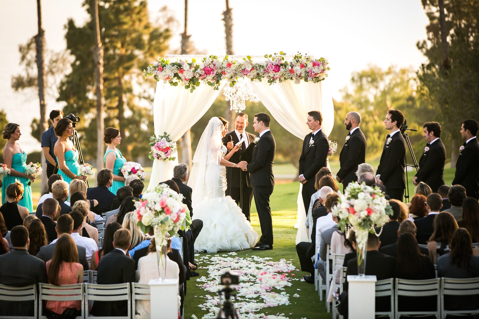Full wedding ceremony at golf course venue